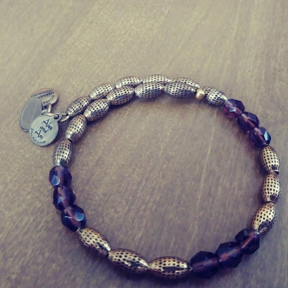 ALEX and ANI VINTAGE 66 purple Beaded GOLD Wrap